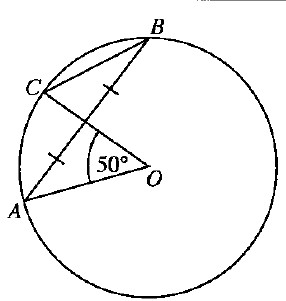 Question 19 figure: circle with centre O