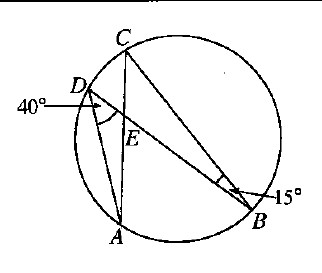 Question 9 figure: circle with chords meeting at E